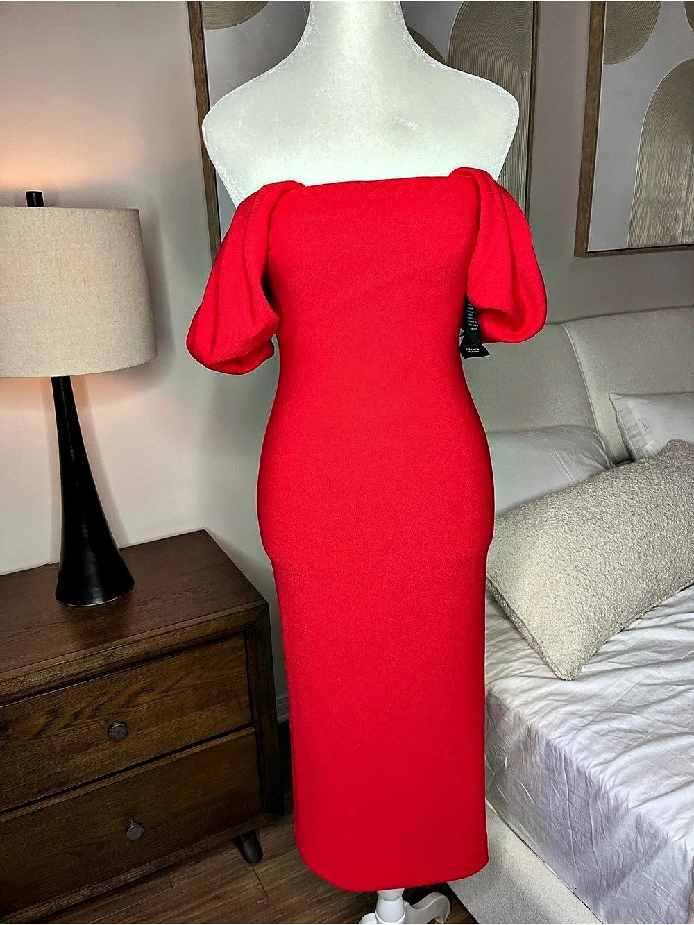 Ever new Dress Off-Shoulder Midi Dress in Red Size 2